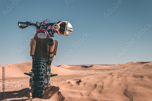 Amazing experience in the Sahara Desert with enduro motorbike, off road travel adventure