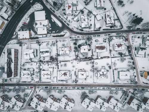 Wallpaper Mural Incredible air view from drone of Oslo covered with snow, Norway  Torontodigital.ca