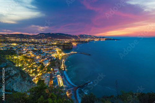 Sunset view of Sorrento, Italy.