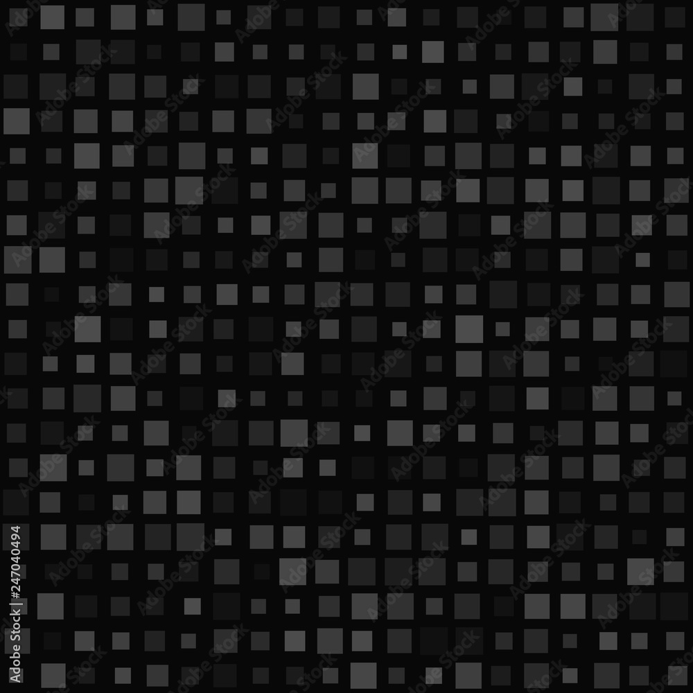 Abstract seamless pattern of small squares in various sizes or pixels in gray and black colors Abstract seamless pattern of small squares in various sizes or pixels in gray and black colors
