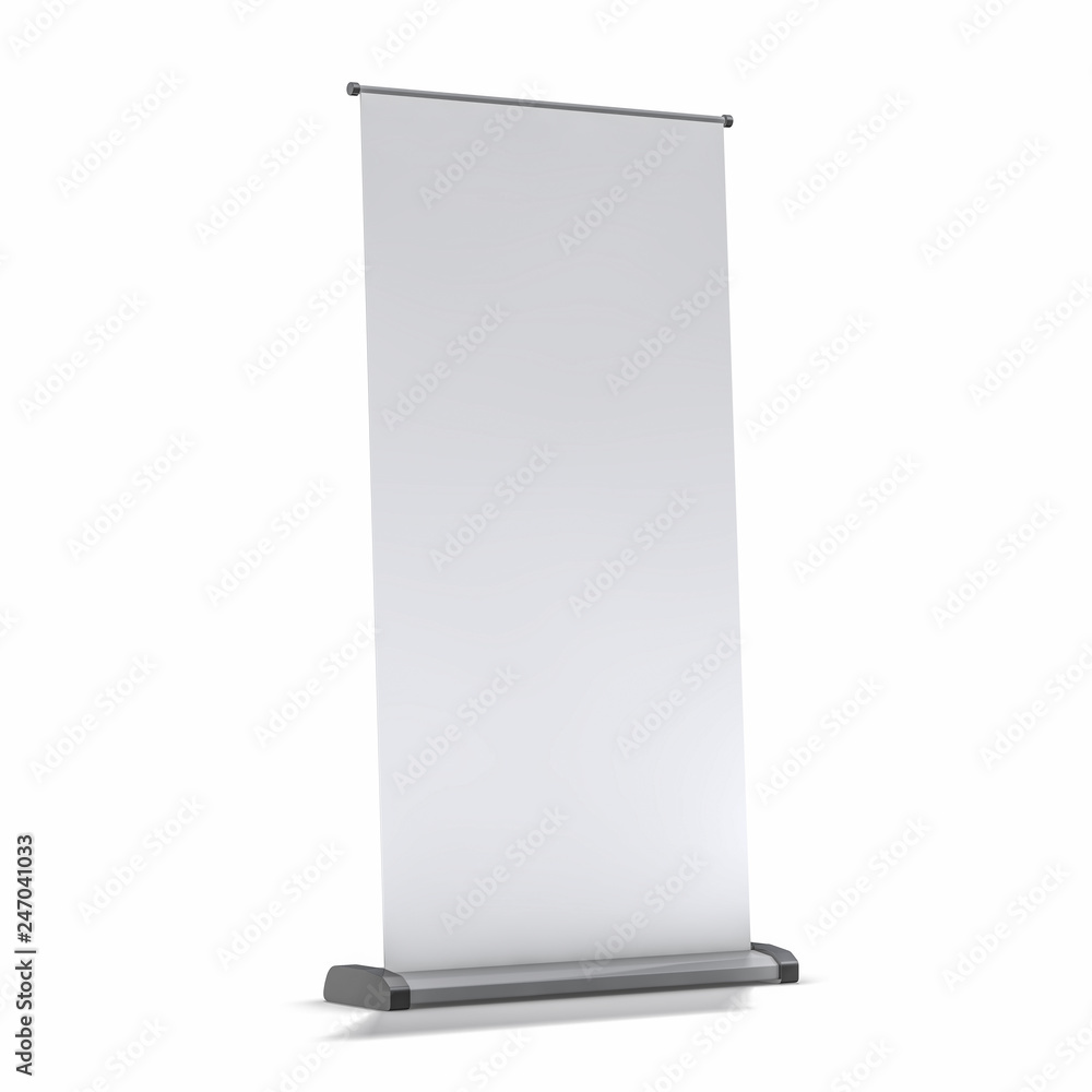 Blank rollup banner display. Template mockup. 3D Blank rollup banner display. Template mockup. 3D