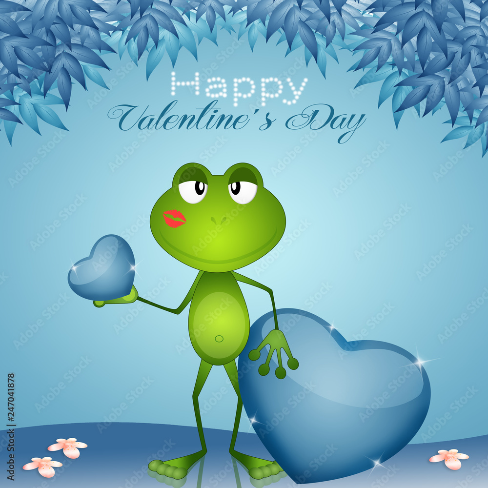 Obraz premium an illustration of nice frog with heart