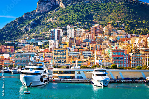Monte Carlo yachting harbor and colorful waterfront view