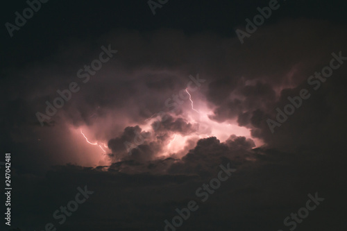 Incredible lightning storm, summer day