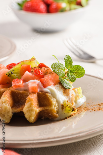 Fresh egg waffles dessert