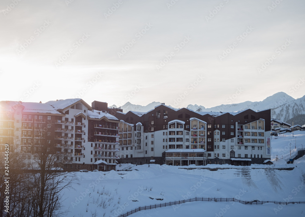 Ski Inn Hotel at sunrise Rosa Khutor Sochi 01/24/2019