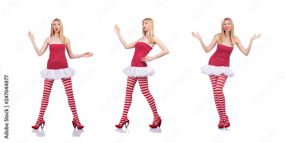 Woman in red dress isolated on white Woman in red dress isolated on white
