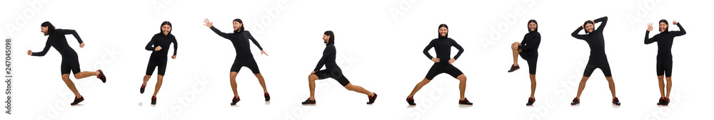 Obraz premium Young man doing sports isolated on the white