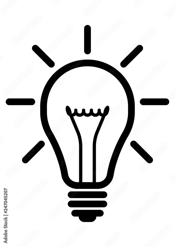 gz310 GrafikZeichnung - german - Glühbirne: english - light bulb icon - DIN  A2, A3, A4 - xxl g7157 Stock Illustration | Adobe Stock
