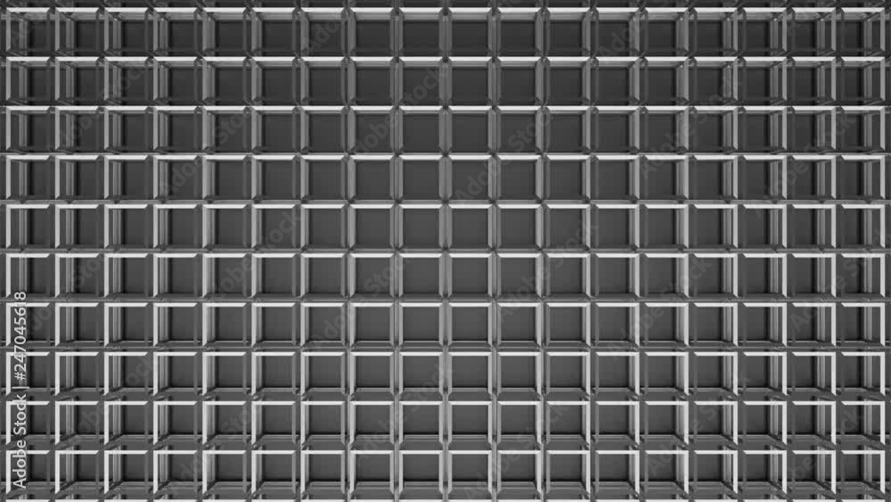 3D ANIMATION LOOP OF CUBES ROTATING BLACK AND WHITE