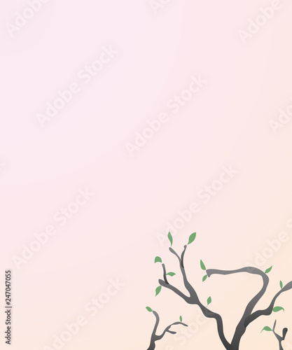 Postcard blooming dry tree. Dry tree comes back to life