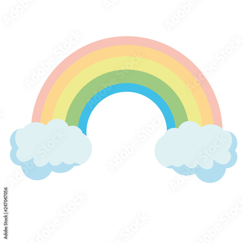 Nice rainbow. Rainbow escaping from two clouds