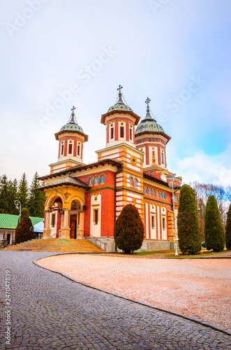 Sinaia Monastery on Prahova Valley, Sinaia, Carpathian Mountains, Romania.
