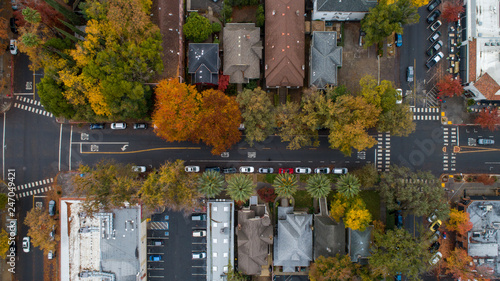 Aerial of midtown Sacramento homes