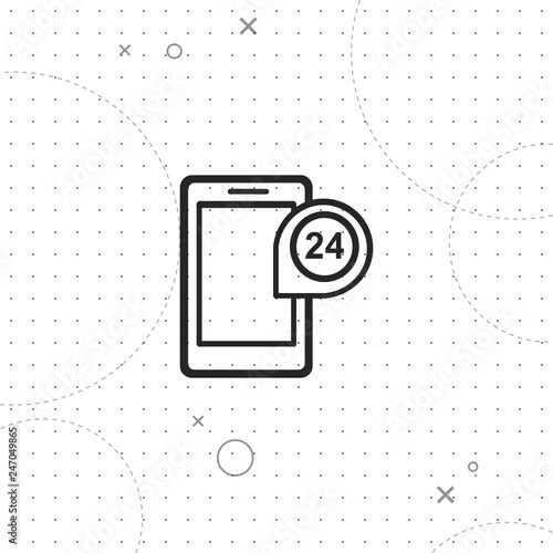 Phone online 24 , vector best line icon