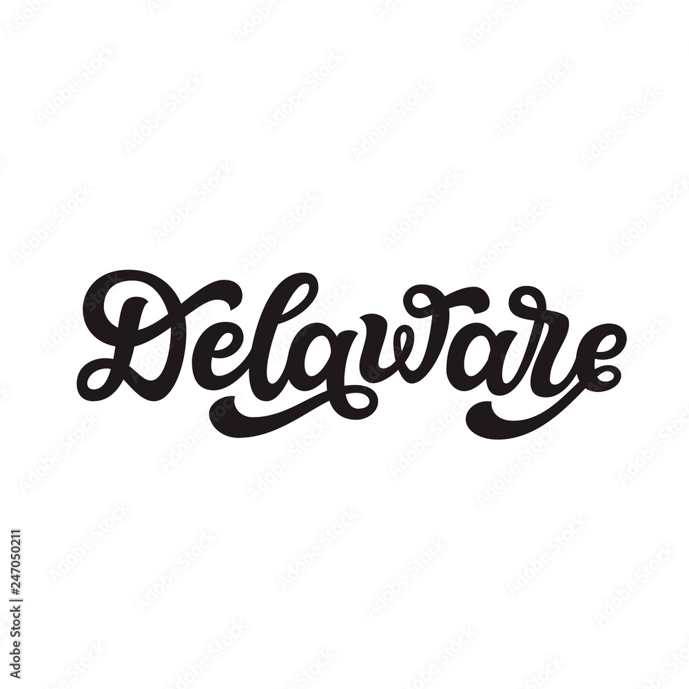Delaware. Hand drawn lettering text
