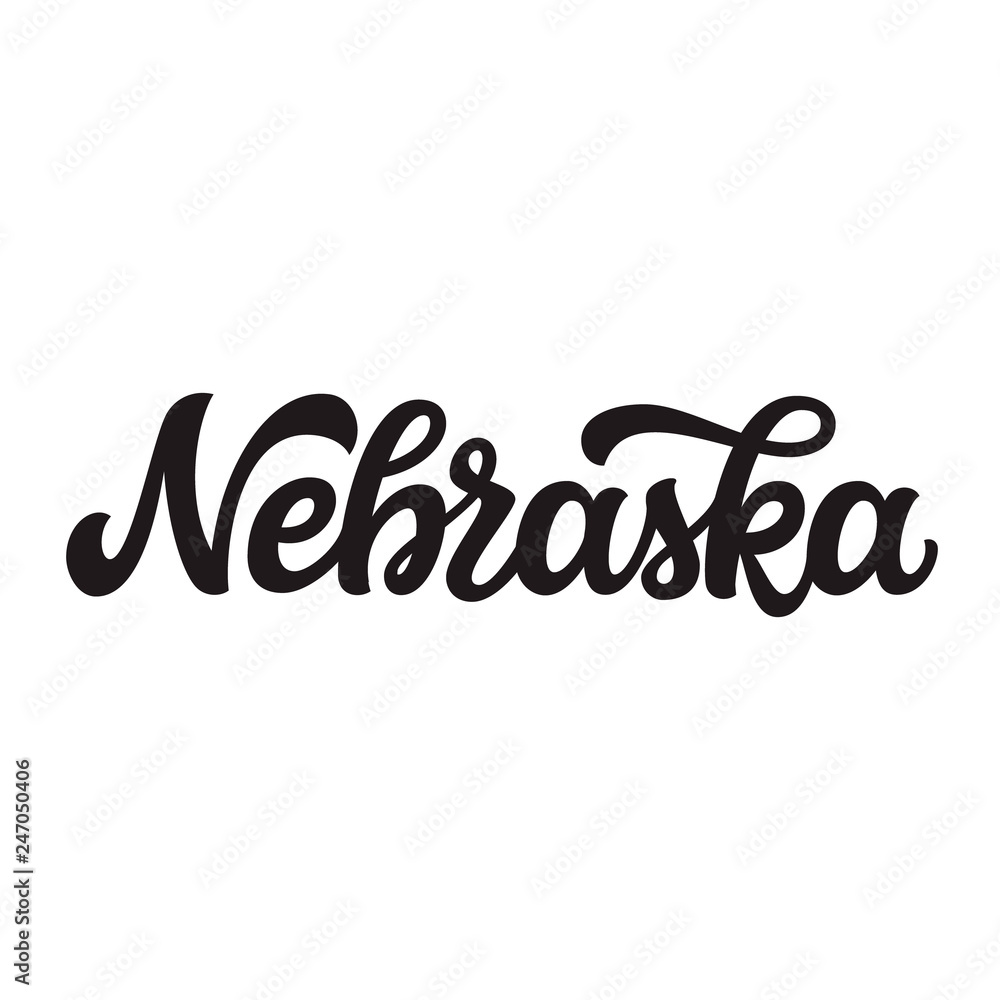 Nebraska. Hand drawn lettering text Nebraska. Hand drawn lettering text