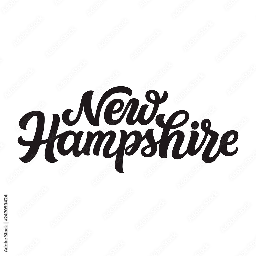 New Hampshire. Hand drawn lettering text