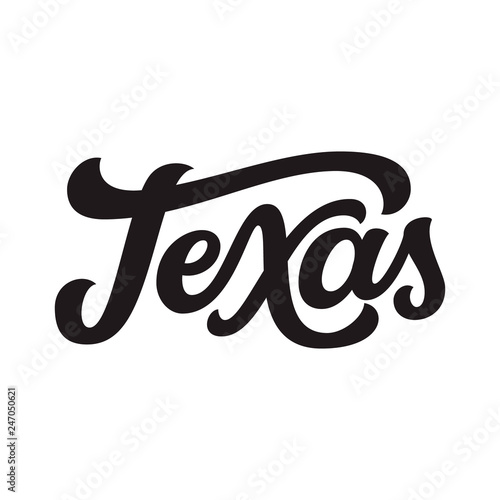 Texas. Hand drawn lettering text