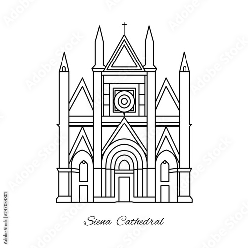Italy, Siena Cathedral line vector illustration.