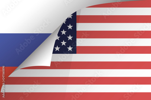 US flag falls off, the Russian flag in the background
