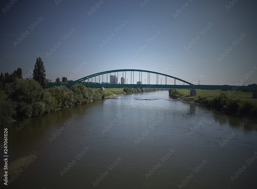  Zagreb, Croatia, the Sava River, railway bridge over the Sava River