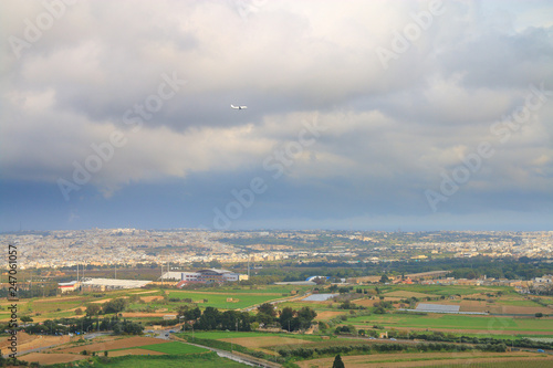 Flying over the valley of the island of Malta after a thunderstorm.