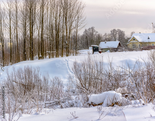 Frosty winter day in the suburbs of St. Petersburg.