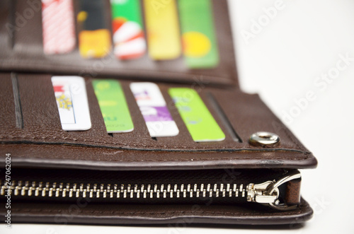 Wallpaper Mural Brown purse with credit cards Torontodigital.ca