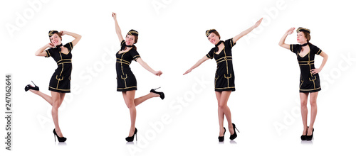 Airhostess isolated on the white background