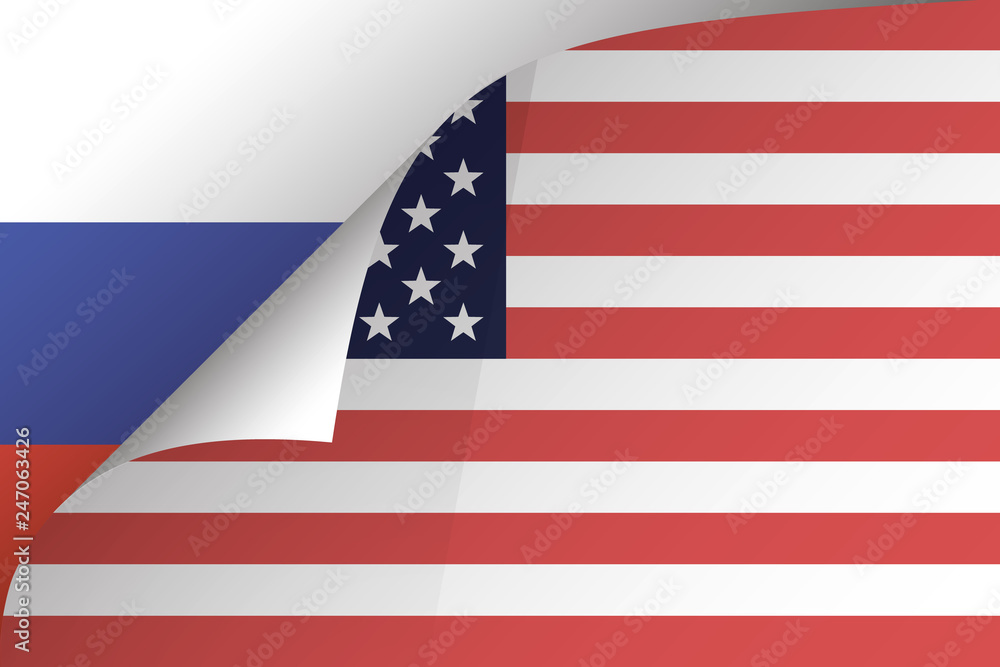 US flag falls off, the Russian flag in the background US flag falls off, the Russian flag in the background