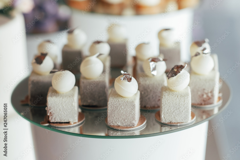 A lot of delicious cakes and desserts put up for guests A lot of delicious cakes and desserts put up for guests