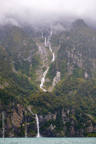 View from boat on Milford Sound, South Island, New Zealand