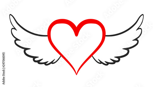 Flying heart icon - stock vector