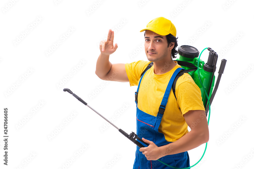 Pest control contractor isolated on white background Pest control contractor isolated on white background