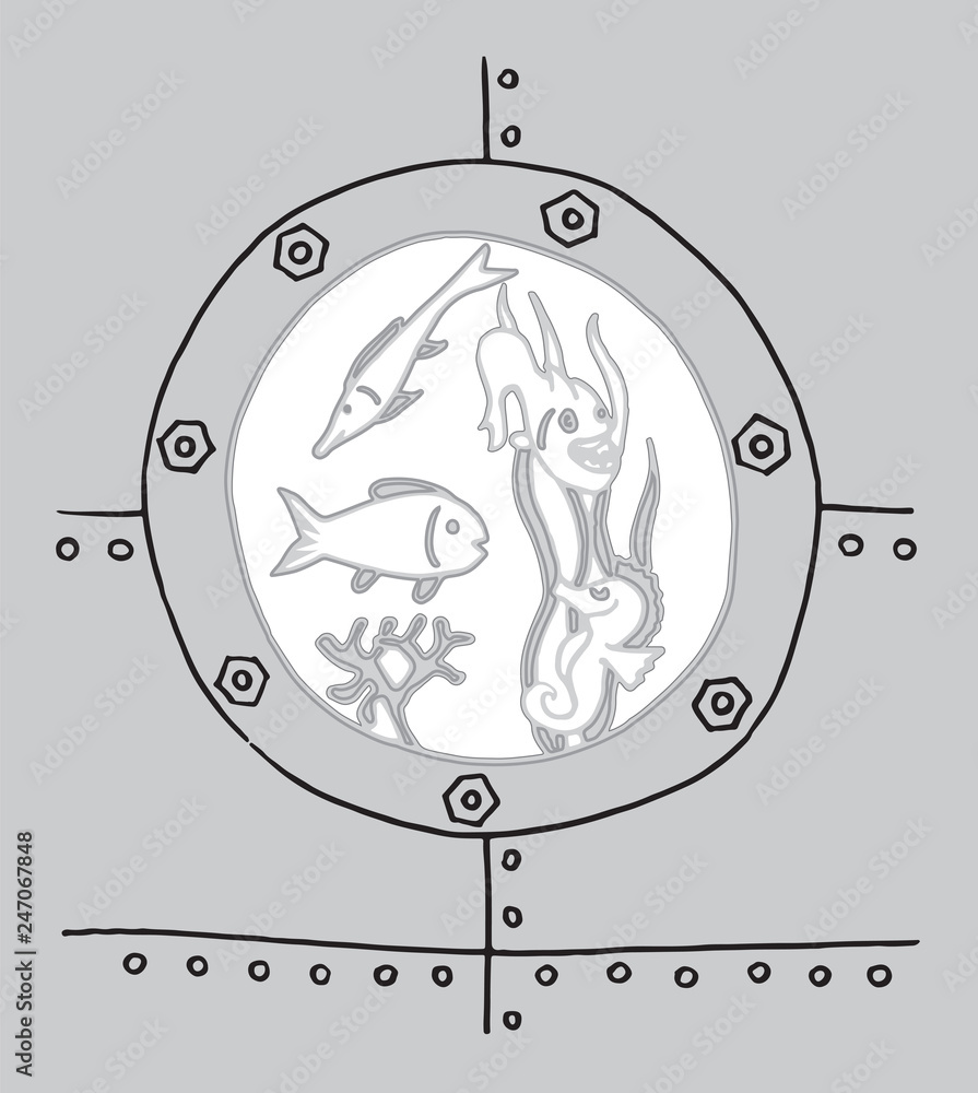 Fototapeta premium Underwater world in the bathyscaphe illuminator