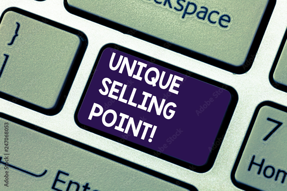 Conceptual hand writing showing Unique Selling Point. Business photo showcasing product feature that makes it diverse from other brand Keyboard key Intention to create computer message idea Conceptual hand writing showing Unique Selling Point. Business photo showcasing product feature that makes it diverse from other brand Keyboard key Intention to create computer message idea