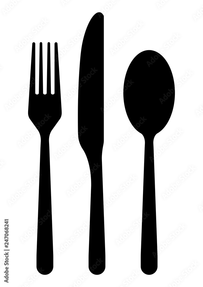 gz311 GrafikZeichnung - german - Besteck: Gabel, Messer, Löffel - english -  cutlery: fork, knife, spoon - DIN A2, A3, A4 - xxl g7158 Stock Illustration  | Adobe Stock