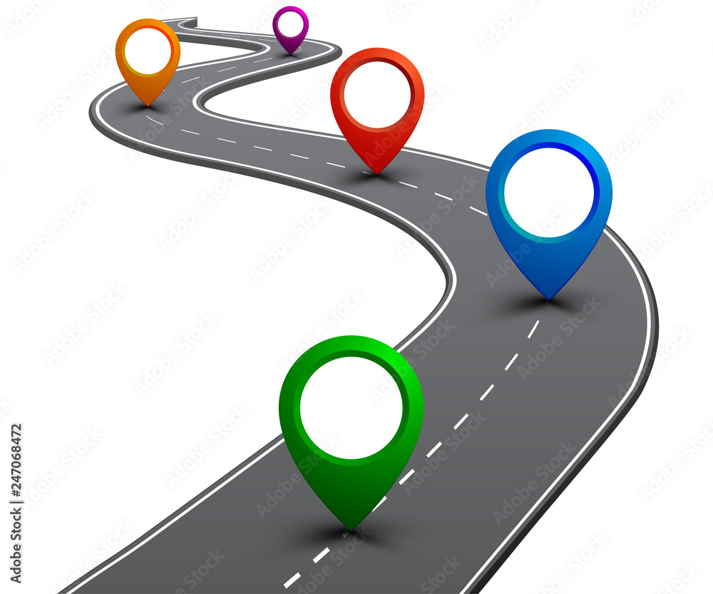 Road with GPS navigation. Car road, street, highway roadmap infographics –  stock vector Stock Vector | Adobe Stock