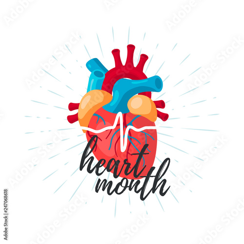 National heart month concept in flat style