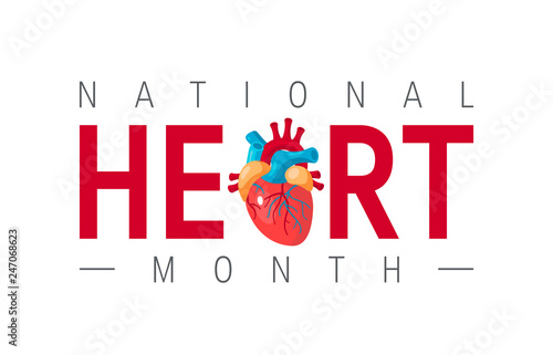 National heart month concept in flat style