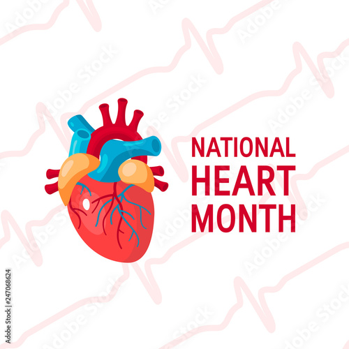 National heart month concept in flat style