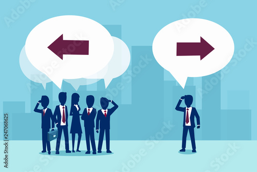 Vector of a businessman looking for a new different solution