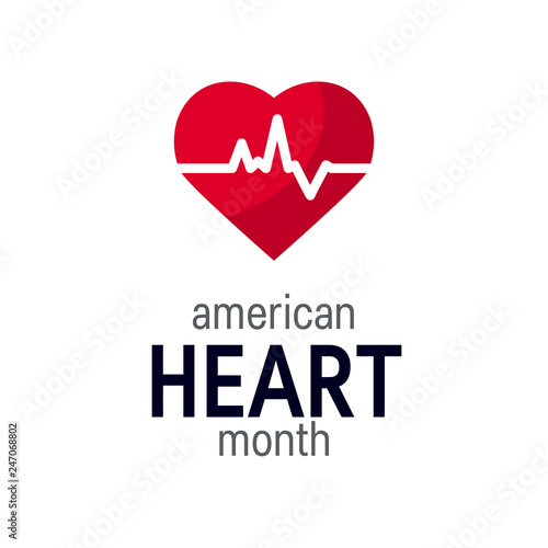 National heart month concept in flat style