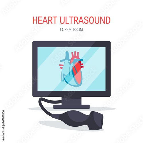 Heart ultrasound concept in flat style, vector