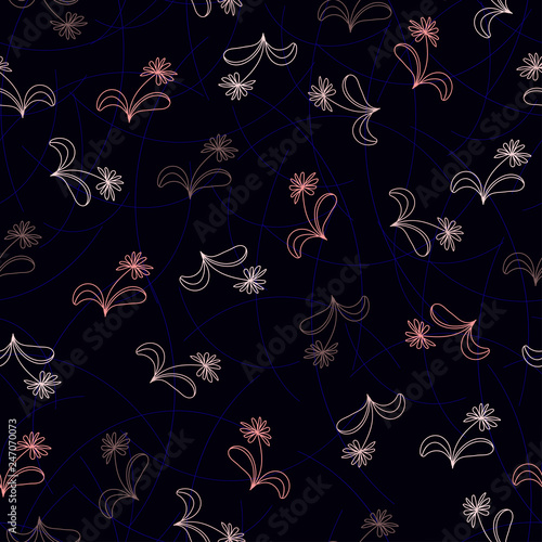 flowers on a dark color with blue lines 