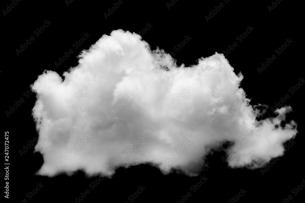 Sky and clouds isolated on black background, Single cloud black and