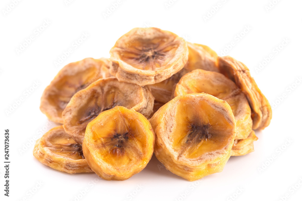 Banana Chips on a White Background Banana Chips on a White Background