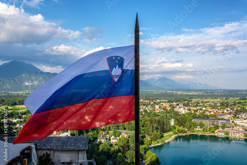 Fotografie Slovenian Flag in Bled