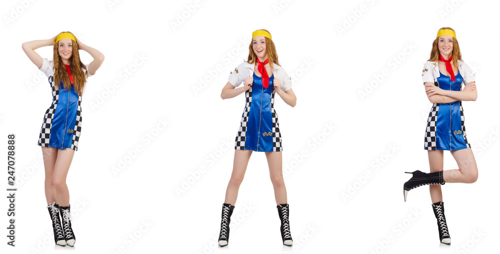 Beautiful woman in checkered dress Beautiful woman in checkered dress